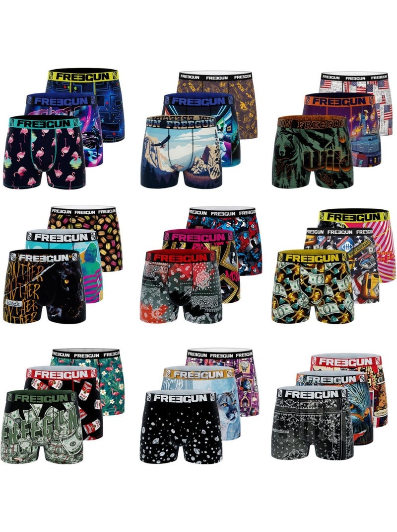 Lot de 9 boxers homme pack surprise modèle aléatoire freegun Bleu - Kiabi