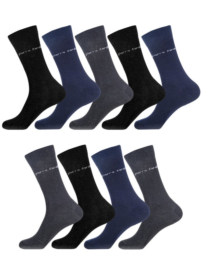 Lot de 9 paire de chaussettes de ville Pierre Cardin Bleu Noir - Kiabi
