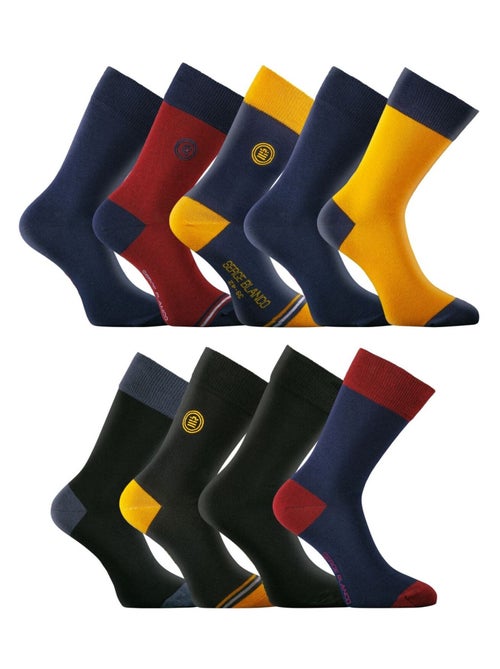 Lot de 9 Paires de Chaussettes de ville coton homme peigné doux Serge Blanco - Kiabi Lot de 9 Paires de Chaussettes de ville coton homme peigné doux Serge Blanco - Kiabi