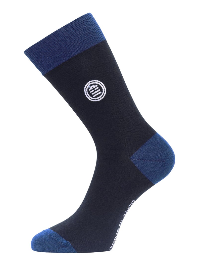 Lot de 9 paires de chaussettes de ville fantaisies en coton peigné Serge Blanco Noir - Kiabi
