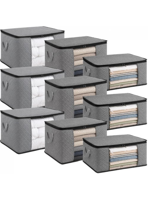 Lot de 9 sacs de rangement pliable pour vêtements, linge de maison avec poignées - vivezen - Kiabi Lot de 9 sacs de rangement pliable pour vêtements, linge de maison avec poignées - vivezen - Kiabi