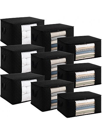 Lot de 9 sacs de rangement pliable pour vêtements, linge de maison avec poignées - vivezen