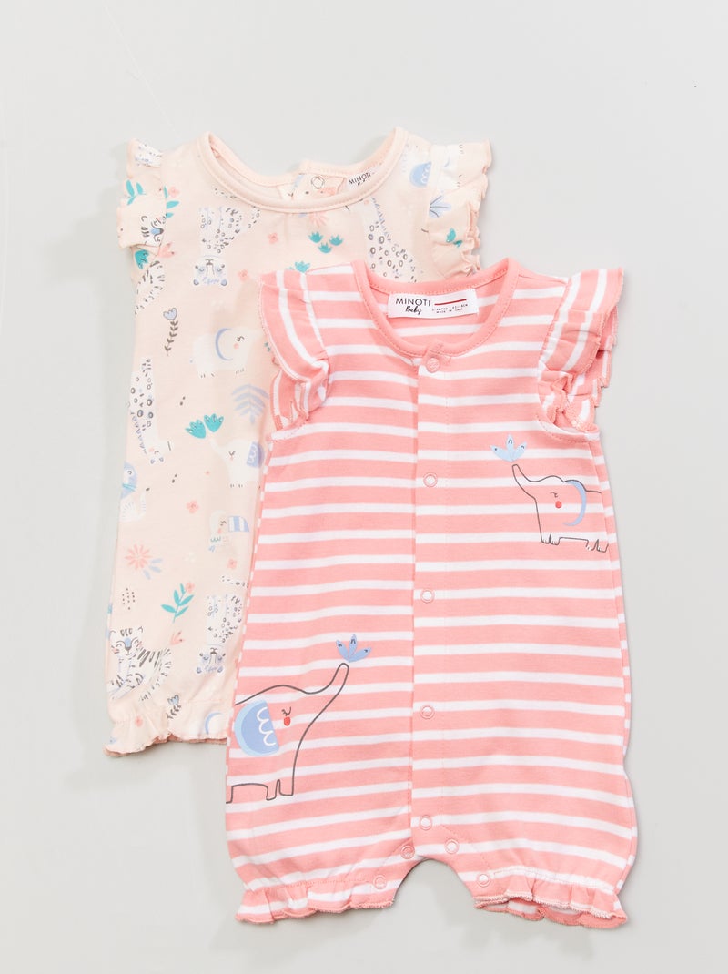 Lot de barboteuses rose - Kiabi