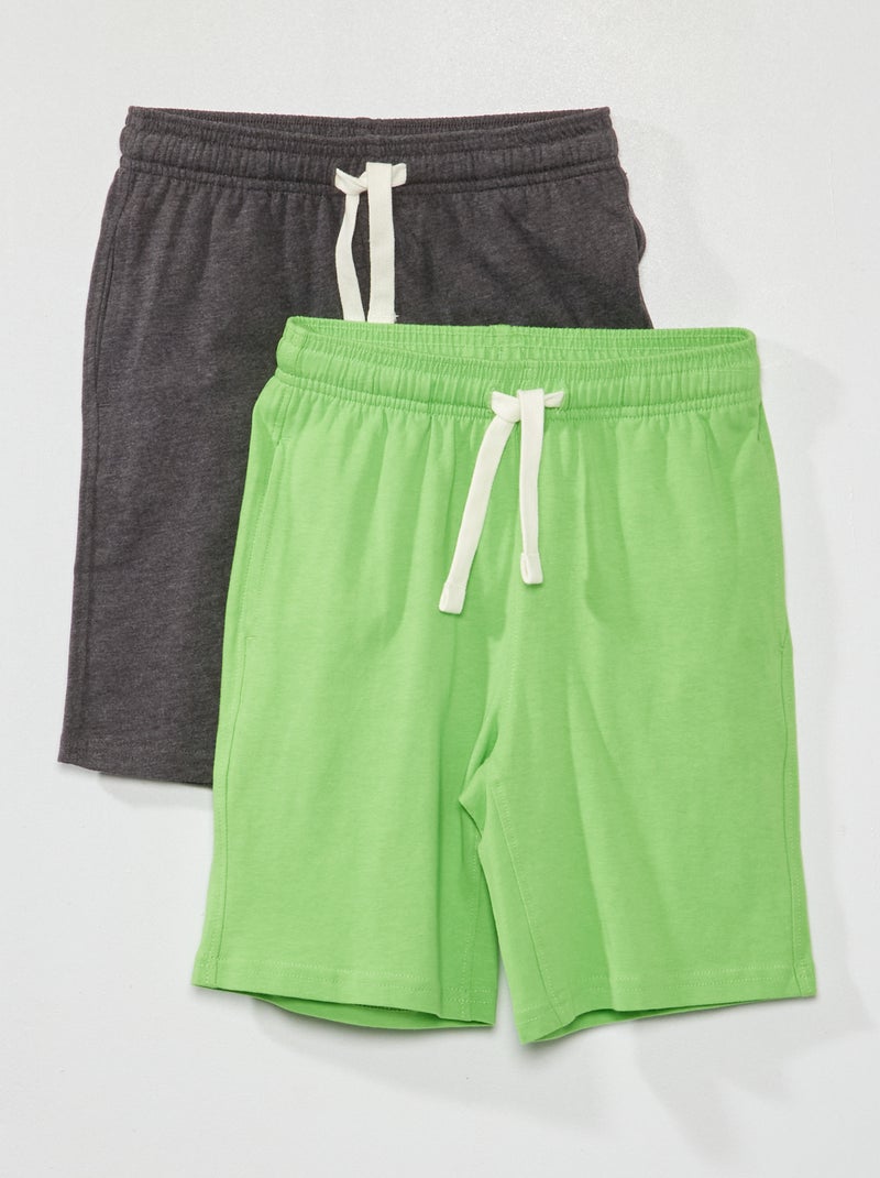 Lot de bermudas en jersey - 2 pièces Gris/vert - Kiabi