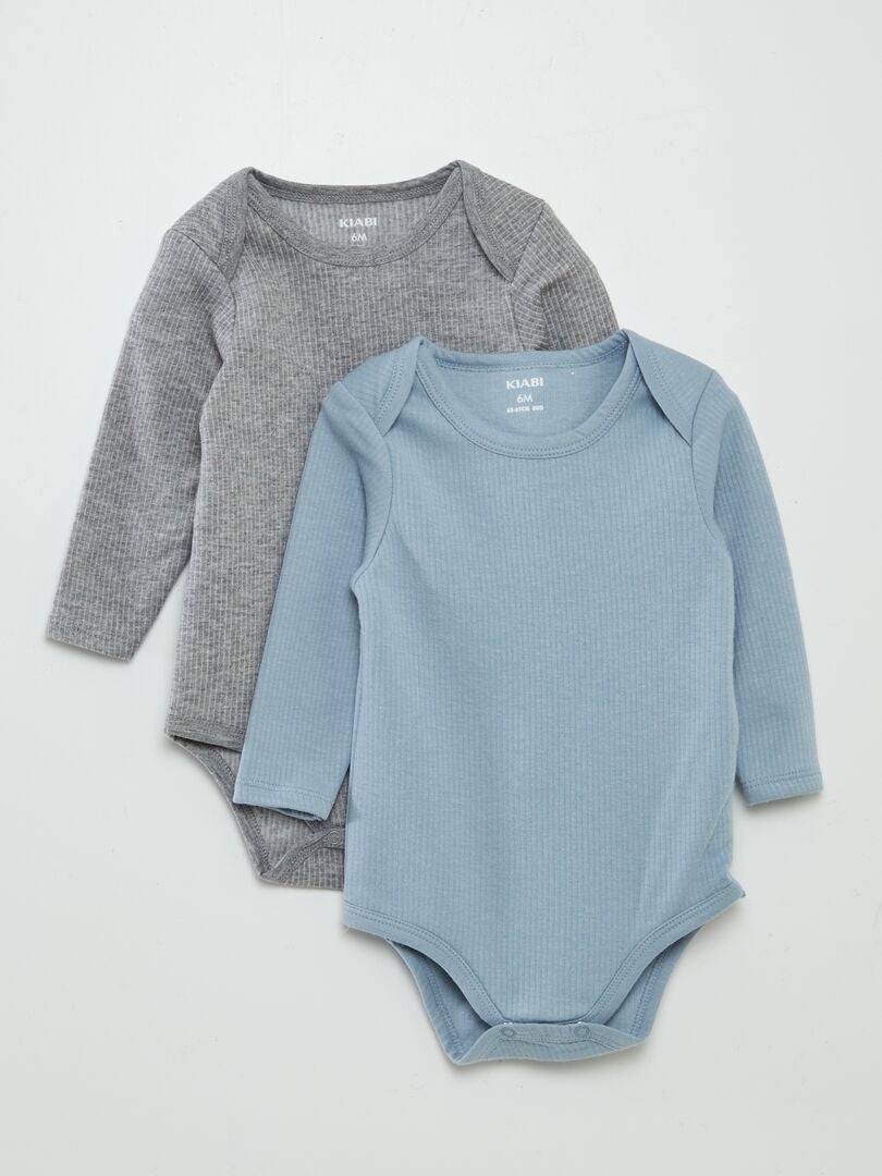 Lot de bodies en maille pointelle Gris/bleu - Kiabi