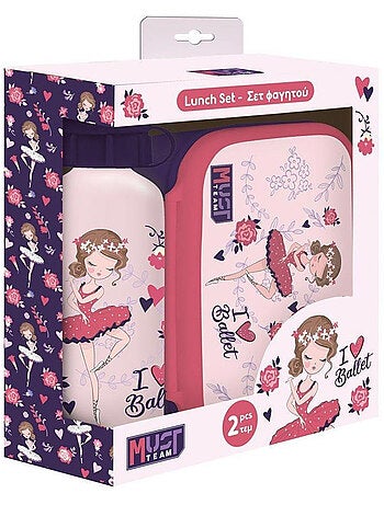Lot de boîtes repas Must Team fille danseuse 2 pièces avec gourde 500 ml Must Team