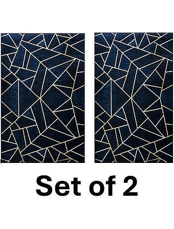 Lot de carpettes grafic noir/doré 50x80cm - 50x80 / noir / lot de 4