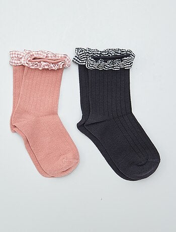 Set de 12 paires de chaussettes-femmes, blanc/rose/rouge.Taille 35-38 -  Sibelle Fashion