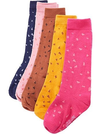 Lot de chaussettes enfant coton 5 paires à pois renfort pieds talons - vidaxl