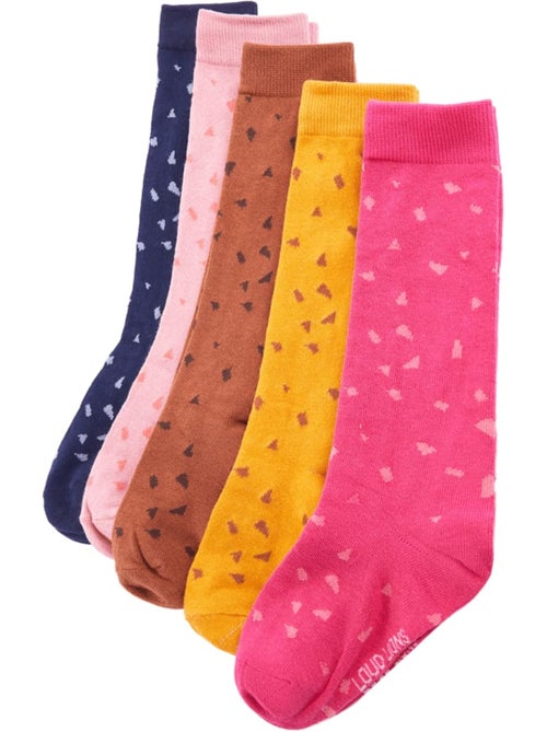 Lot de chaussettes enfant coton 5 paires à pois renfort pieds talons - vidaxl - Kiabi