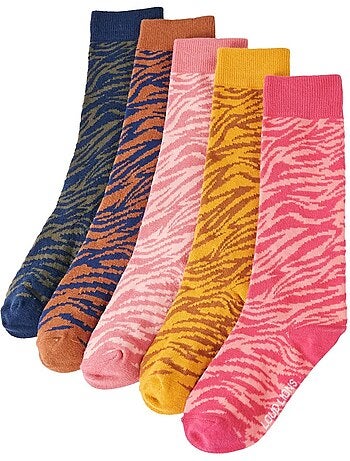 Lot de chaussettes enfant imprimé zèbre renforcé aux bouts 5 paires - vidaxl