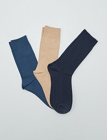 Lot de chaussettes hautes côtelées - 3 paires - Kiabi