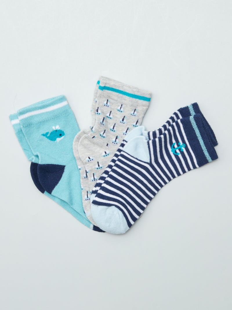 Lot de chaussettes imprimées BLEU - Kiabi