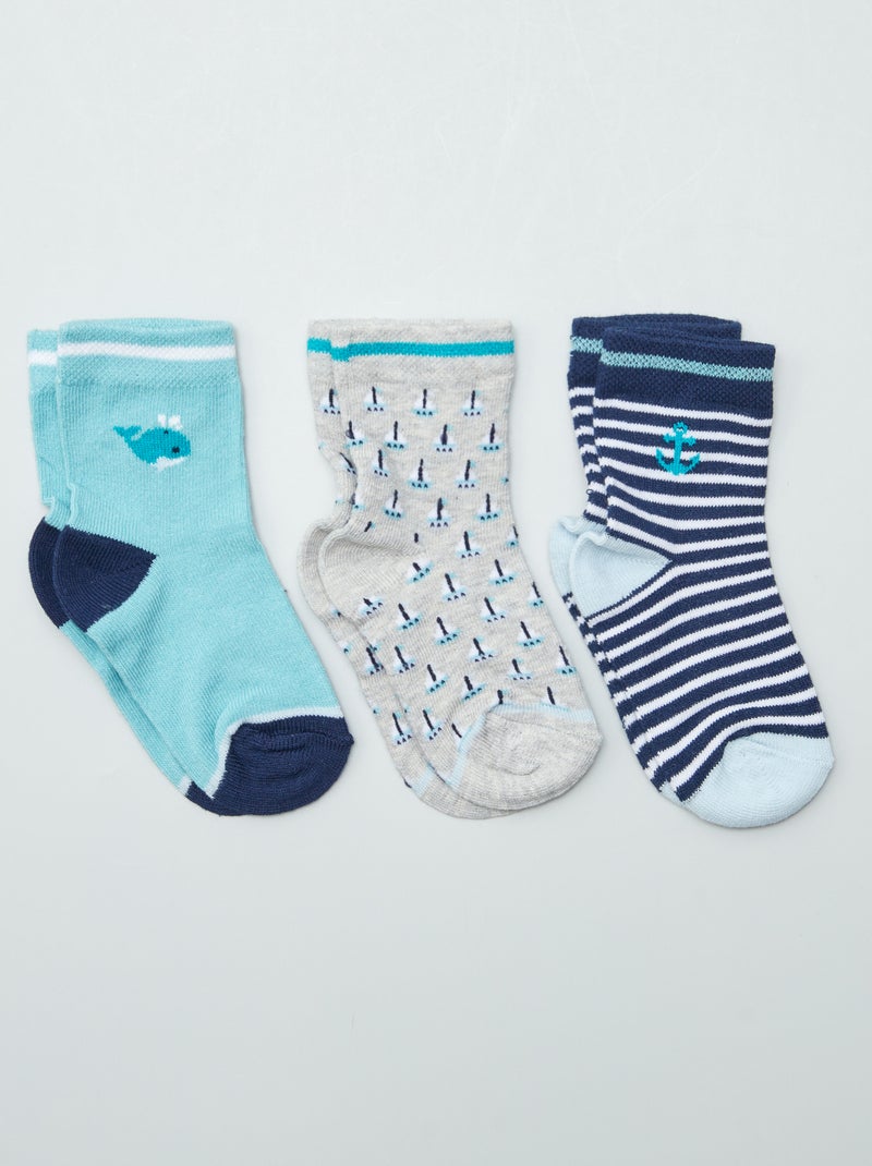 Lot de chaussettes imprimées BLEU - Kiabi