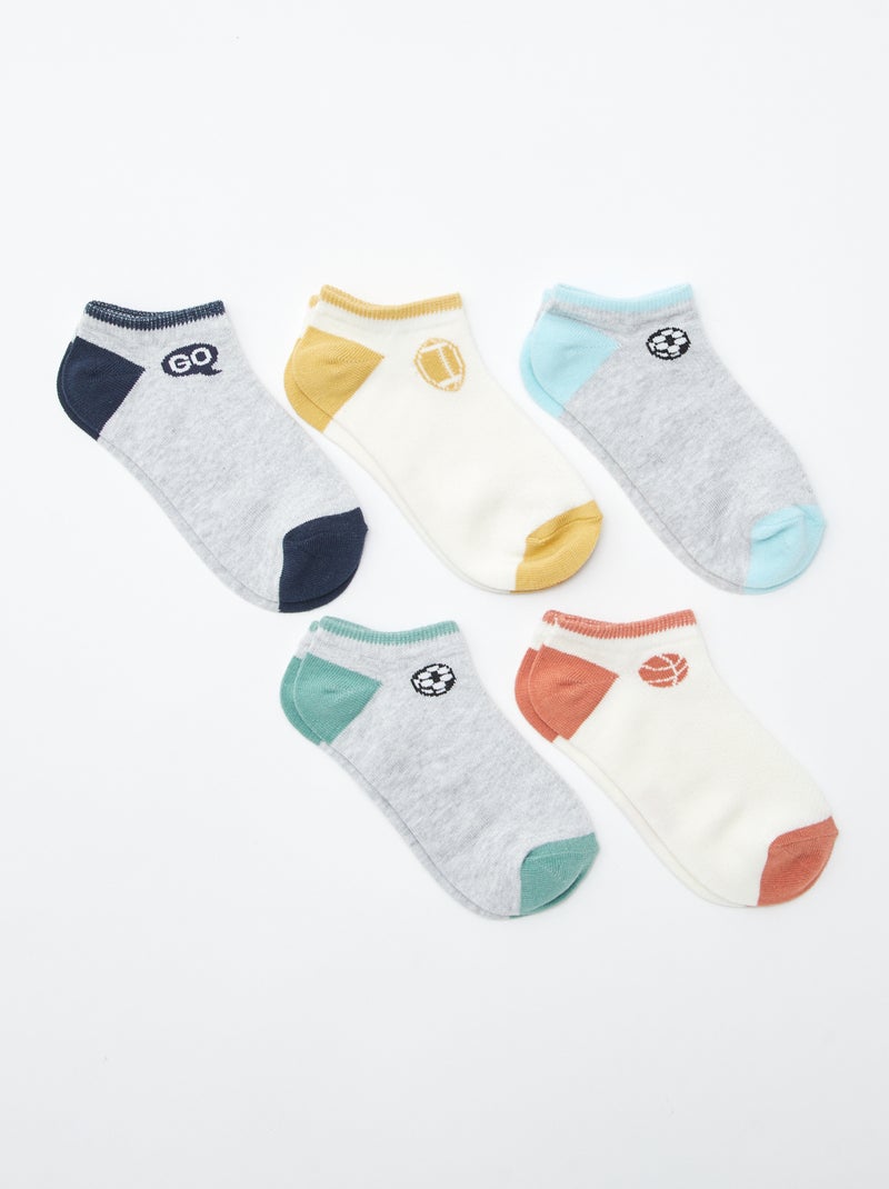 Lot de chaussettes invisibles imprimées GRIS - Kiabi