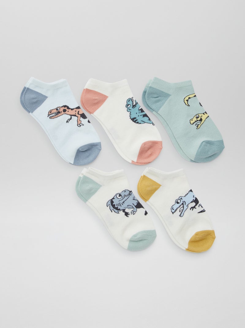 Lot de chaussettes invisibles imprimées VERT - Kiabi