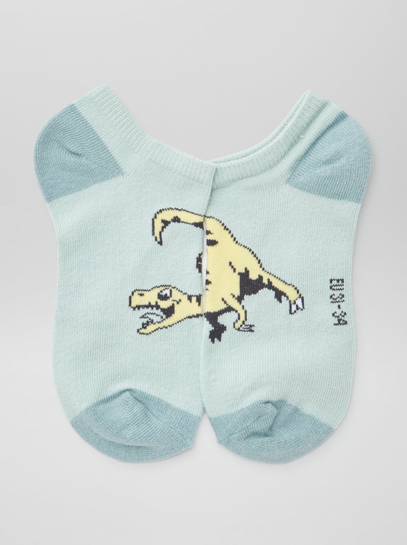 Lot de chaussettes invisibles imprimées VERT - Kiabi