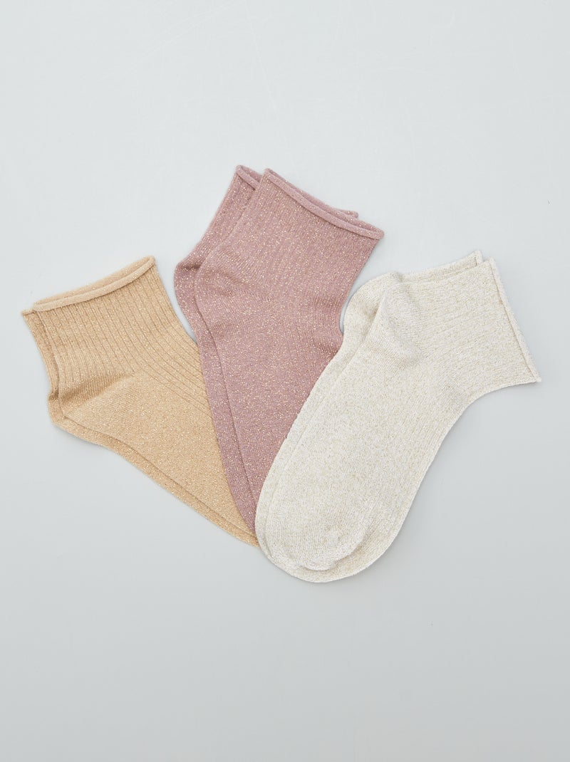 Lot de chaussettes mi-hautes pailletées - 3 paires Neutres - Kiabi