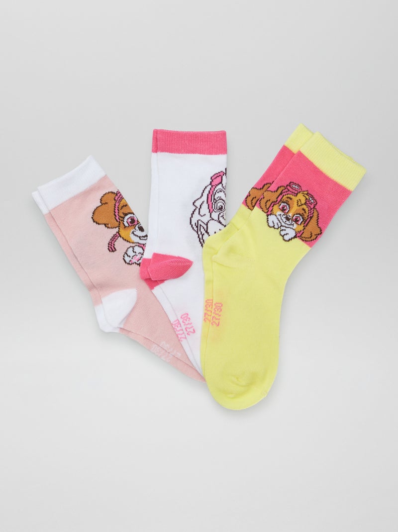 Lot de chaussettes 'Pat Patrouille' - 3 paires Rose/jaune - Kiabi