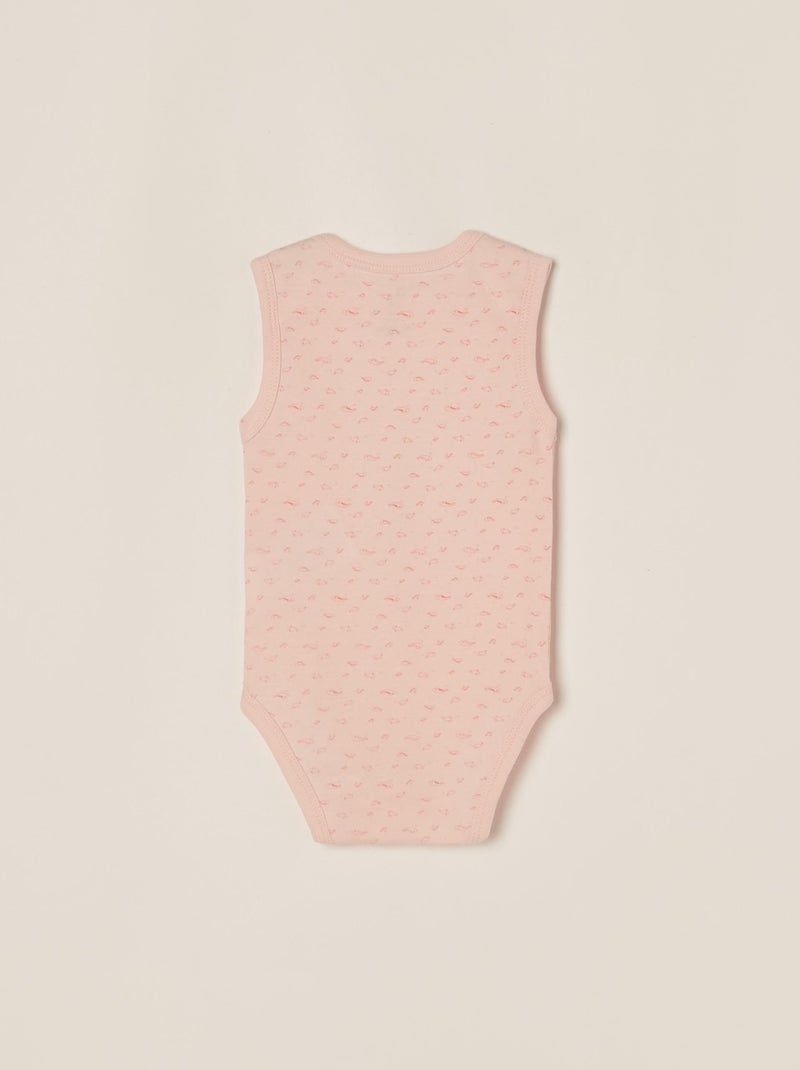 Lot de cinq bodies sans manches pour bébé fille manches courtes ESSENTIALS LINE Blanc Rose - Kiabi