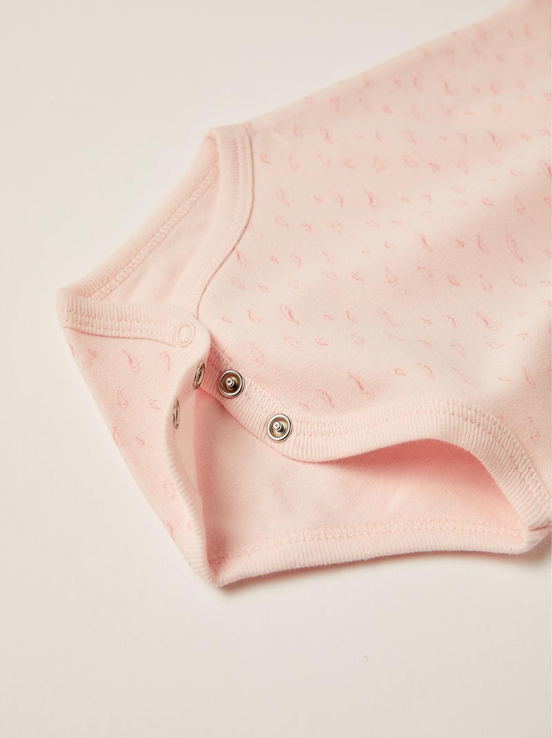 Lot de cinq bodies sans manches pour bébé fille manches courtes ESSENTIALS LINE Blanc Rose - Kiabi