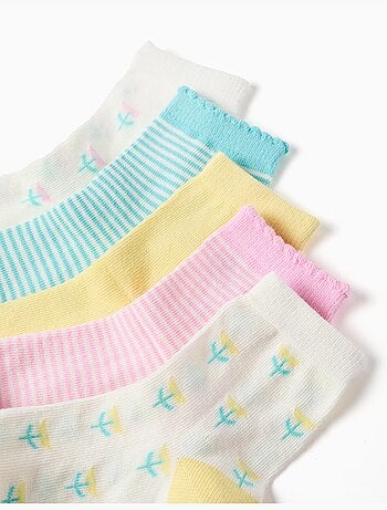Lot de cinq chaussettes unies/rayées/brodées