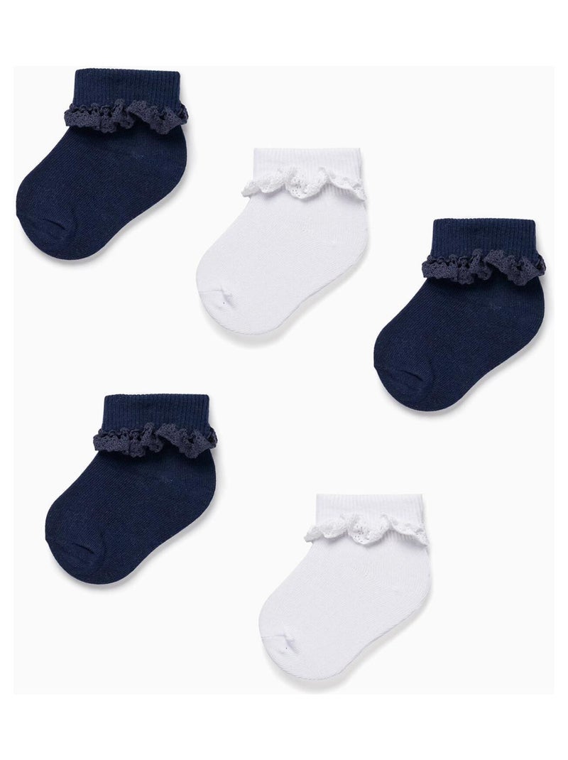Lot de cinq paires de chaussettes courtes pour bébé fille ESSENTIALS LINE Multicolore - Kiabi