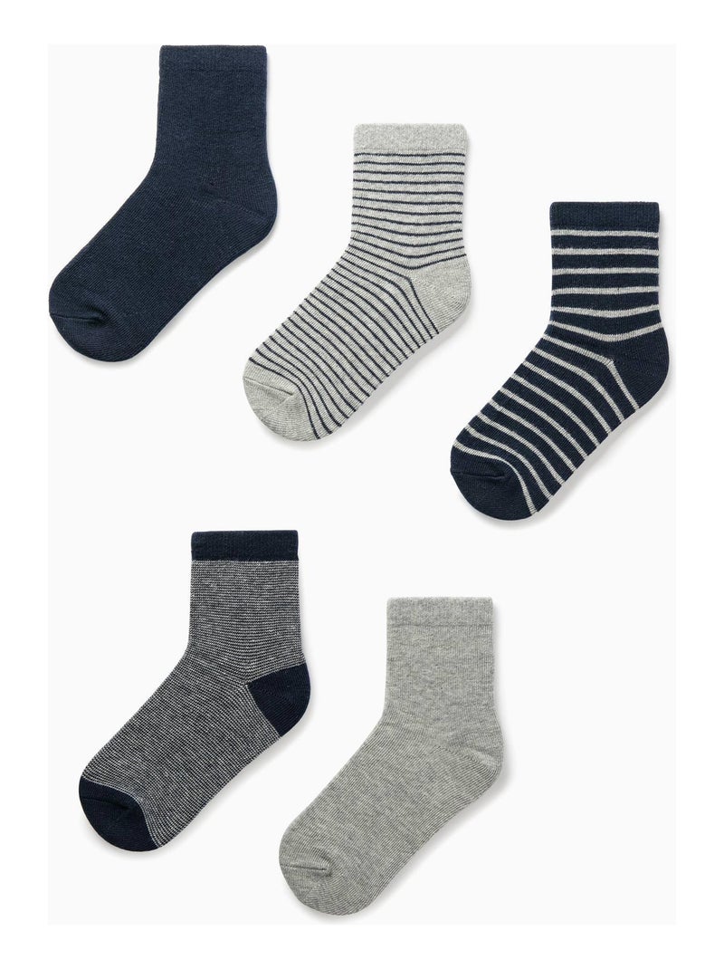 Lot de cinq paires de chaussettes pour garçon. Maille fine et douce manches courtes ESSENTIALS LINE Multicolore - Kiabi