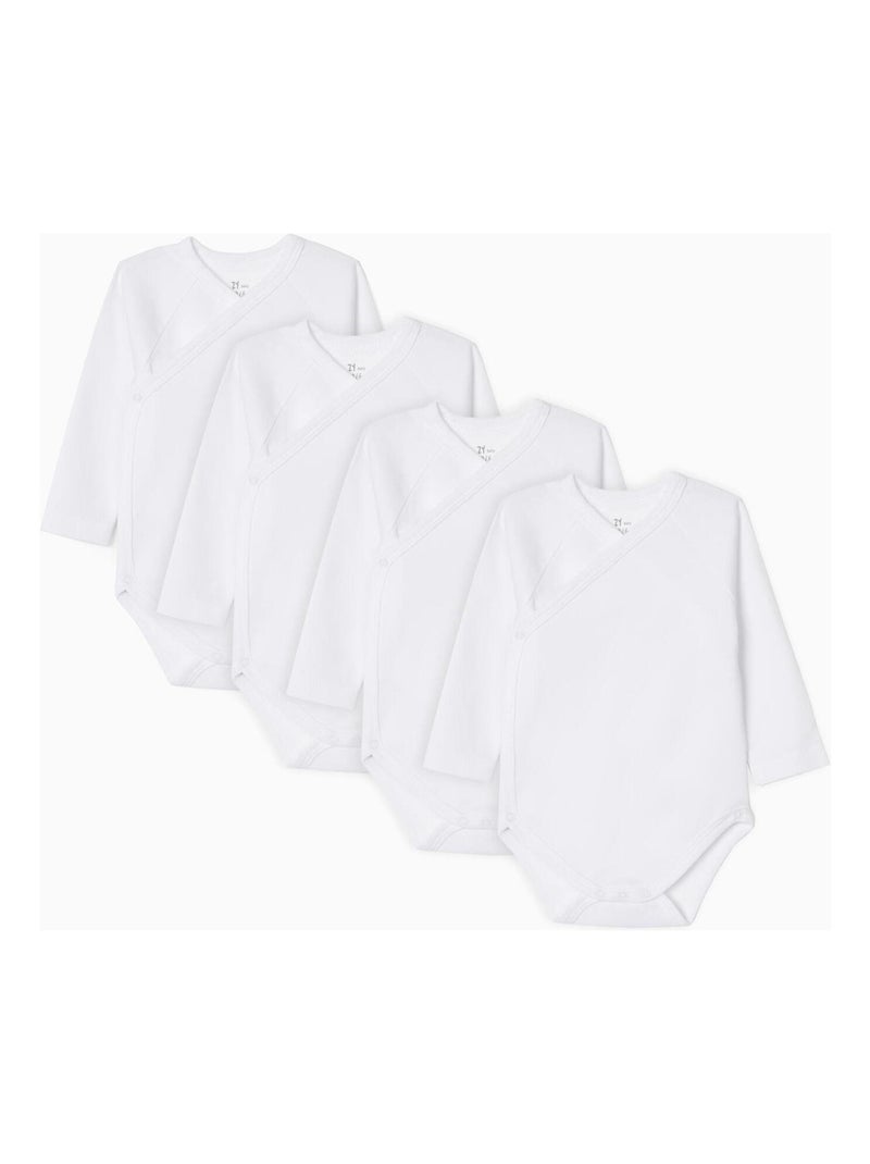 Lot de cuatre bodies en 100% coton essentials line 'Zippy' Blanc Argenté - Kiabi
