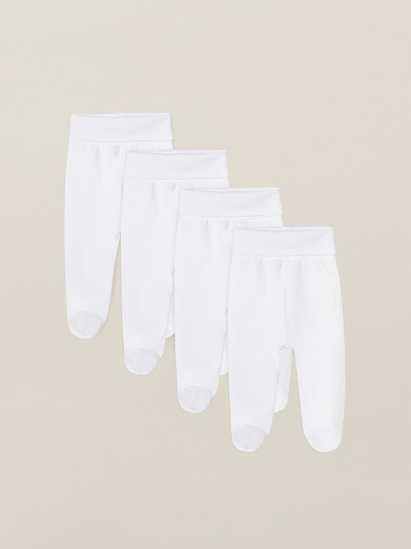Lot de cuatre pantalons à pied essentials line 'Zippy' Blanc Argenté - Kiabi