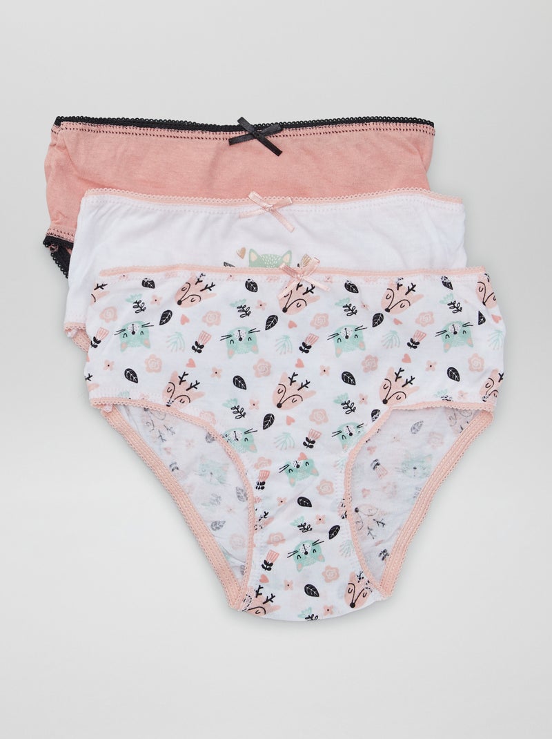 Lot de culottes en coton - 3 pièces Rose - Kiabi