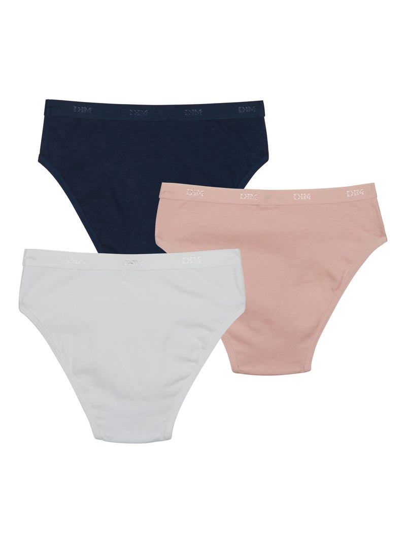 Lot de de 3 culottes coton Les Pockets Rose - Kiabi