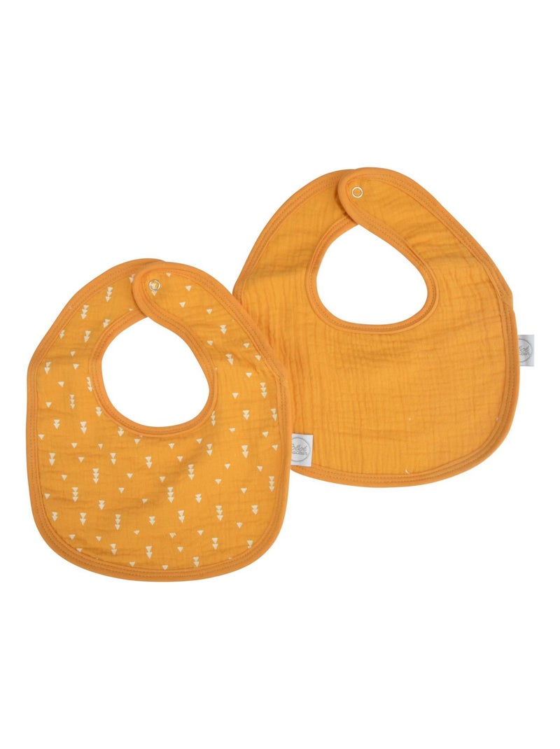 Lot de deux Bavoirs bebe en gaze de coton Jaune - Kiabi