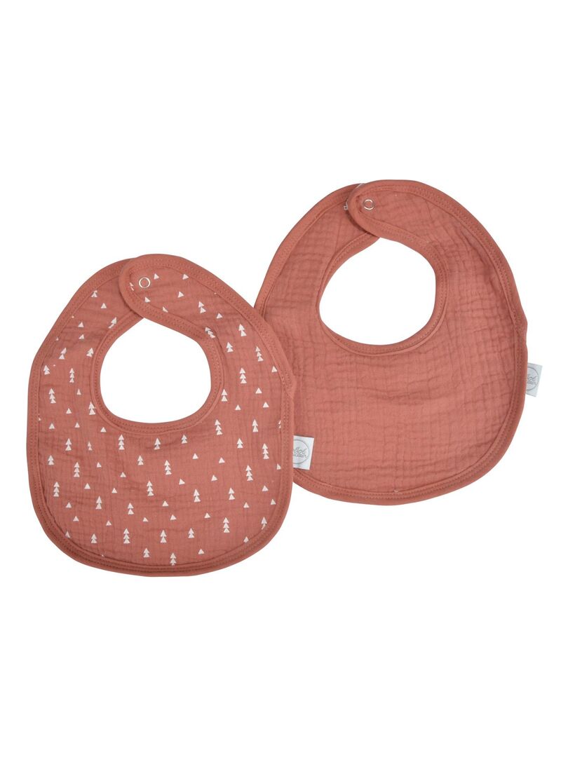 Lot de deux Bavoirs bebe en gaze de coton Marron - Kiabi