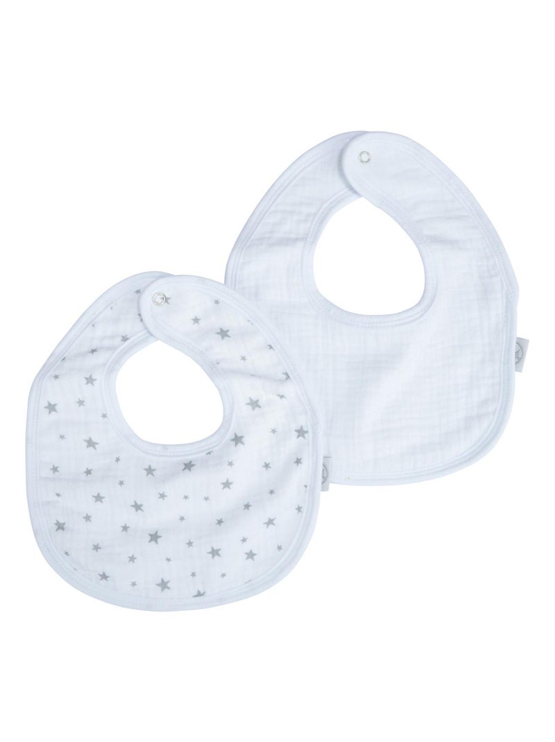 Lot de deux Bavoirs bebe en gaze de coton Vert clair - Kiabi