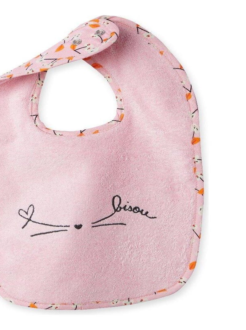 Lot De Deux Bavoirs Escapade Kawaii - 100% Coton - Blanc et Rose Blanc - Kiabi