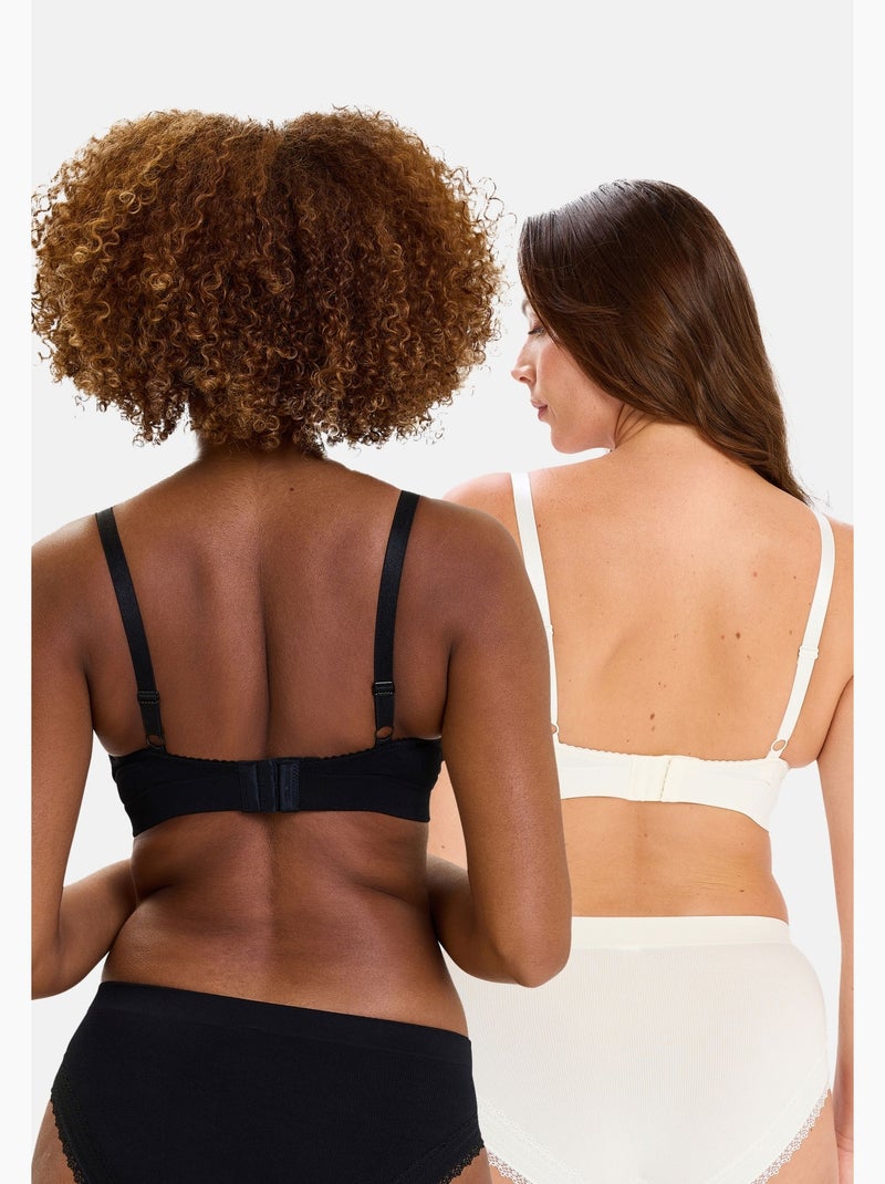 Lot de deux brassières agathe sans complexe lingerie Noir Ecru - Kiabi