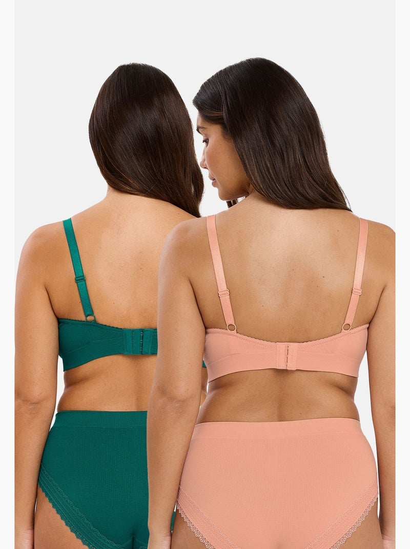 Lot de deux brassières agathe sans complexe lingerie Vert/Rose - Kiabi