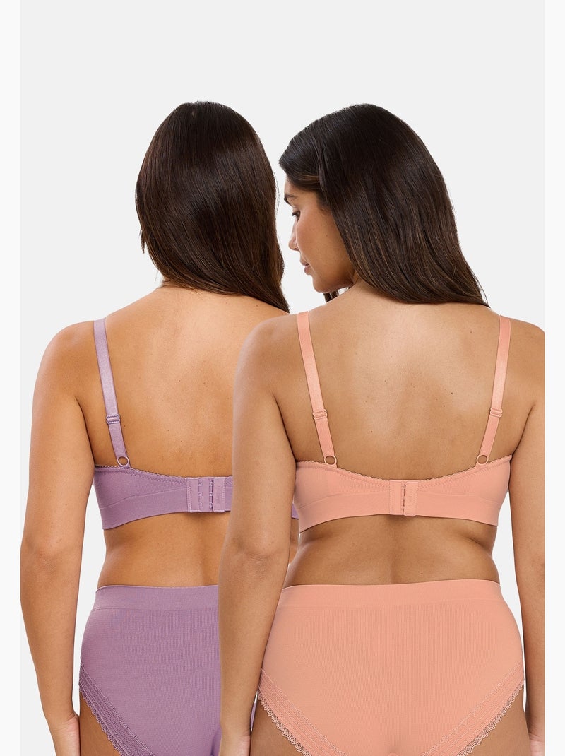 Lot de deux brassières agathe sans complexe lingerie Violet/Rose - Kiabi