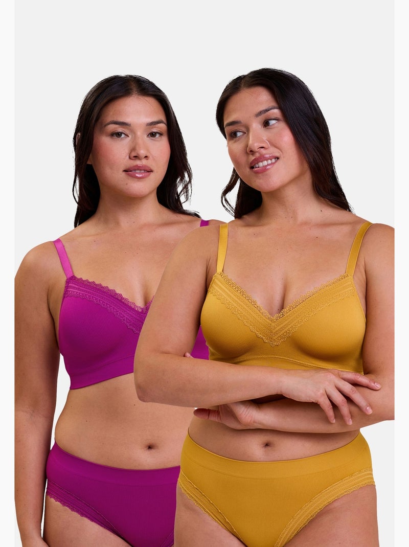Lot de deux brassières agathe sans complexe Rose/Jaune - Kiabi
