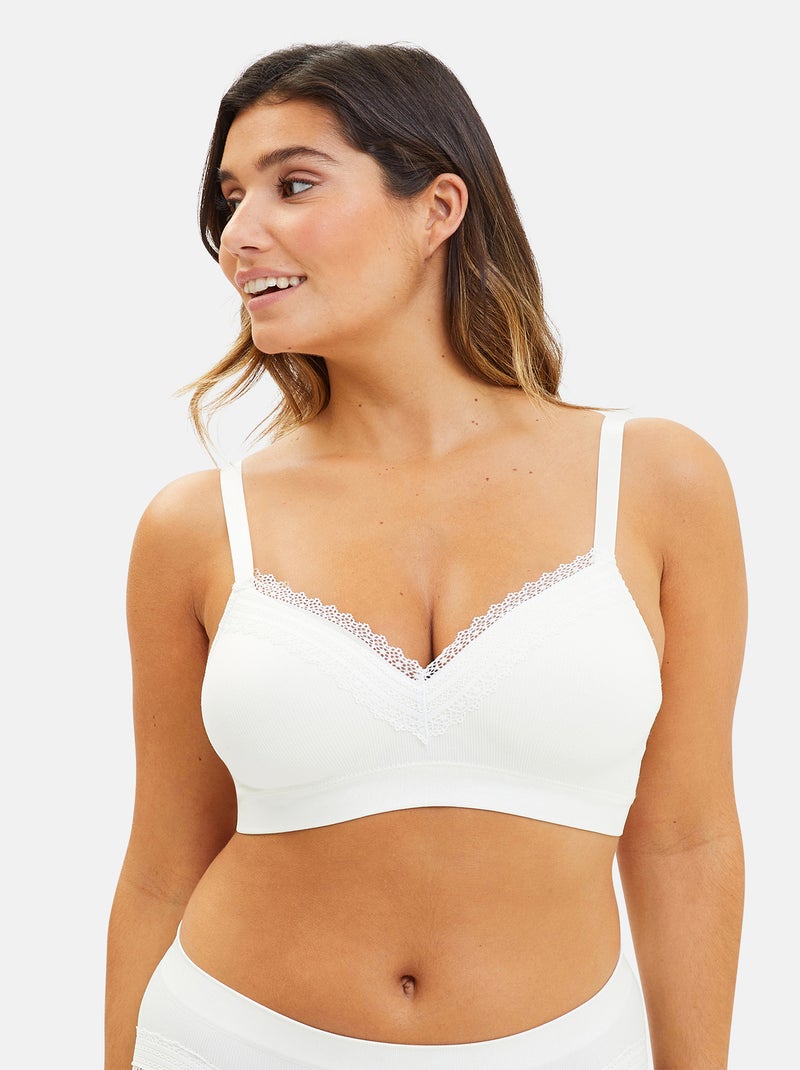 Lot De Deux Brassieres Sans Armatures Agathe Sans Complexe Noir Ecru - Kiabi