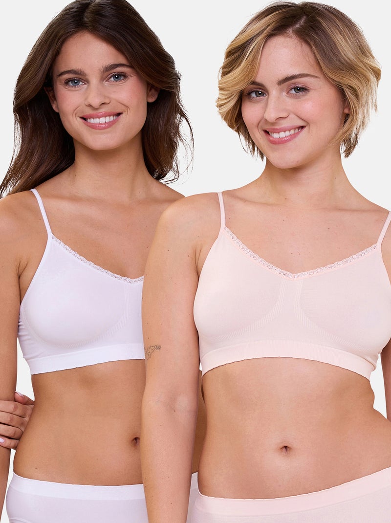 Lot de deux brassières Zen Attitude Billet Doux Beige/Blanc - Kiabi