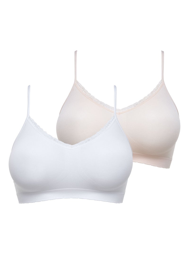 Lot de deux brassières Zen Attitude Billet Doux Beige/Blanc - Kiabi