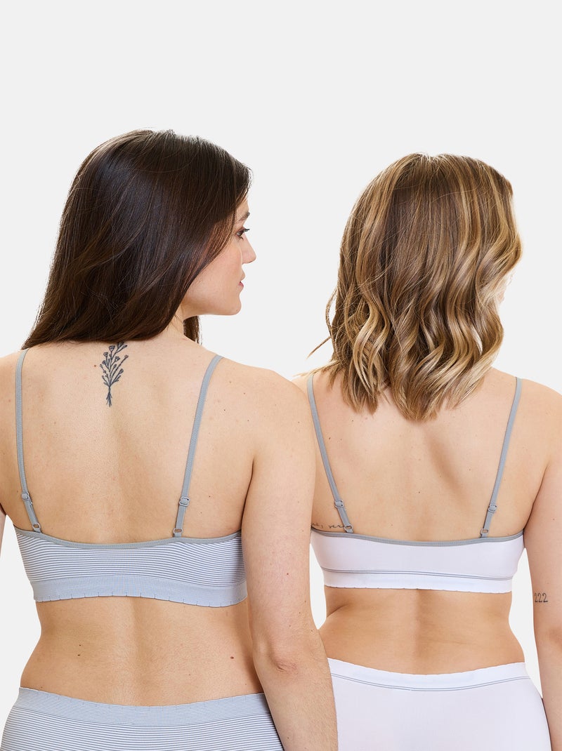 Lot de deux brassières Zen Attitude Billet Doux Blanc Gris Blanc - Kiabi