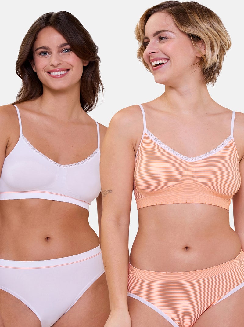Lot de deux brassières Zen Attitude Billet Doux Blanc Orange Blanc - Kiabi