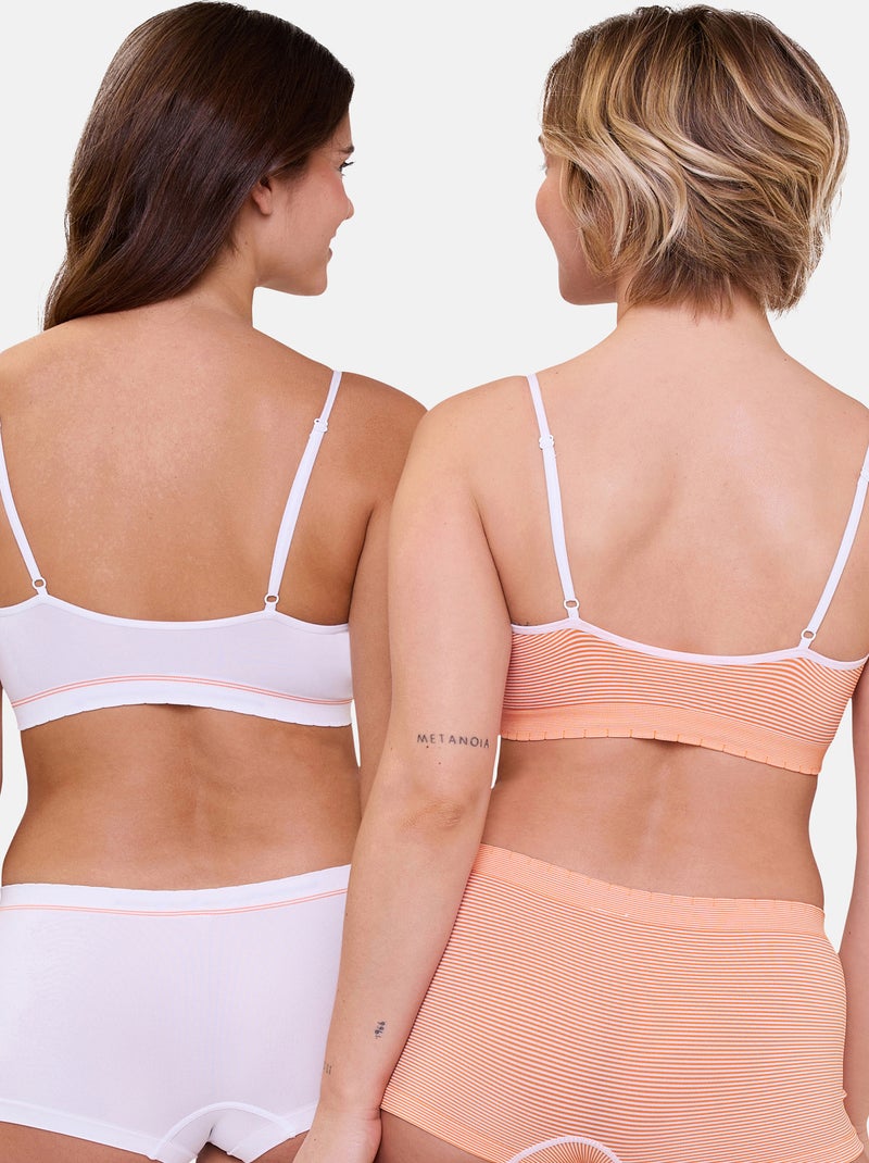 Lot de deux brassières Zen Attitude Billet Doux Blanc Orange Blanc - Kiabi