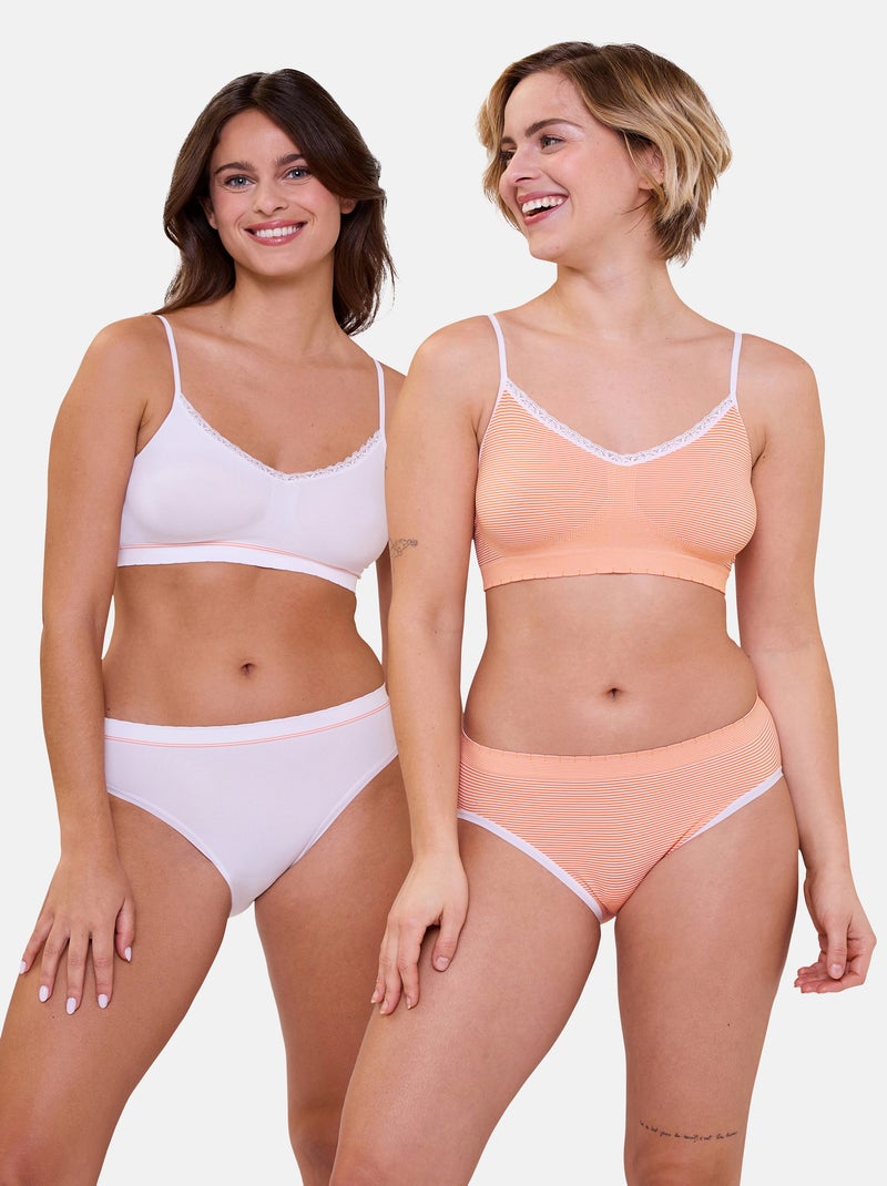 Lot de deux brassières Zen Attitude Billet Doux Blanc Orange Blanc - Kiabi