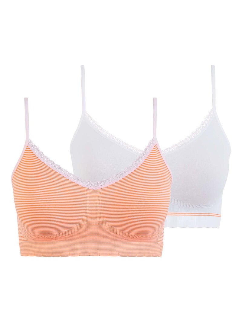 Lot de deux brassières Zen Attitude Billet Doux Blanc Orange Blanc - Kiabi
