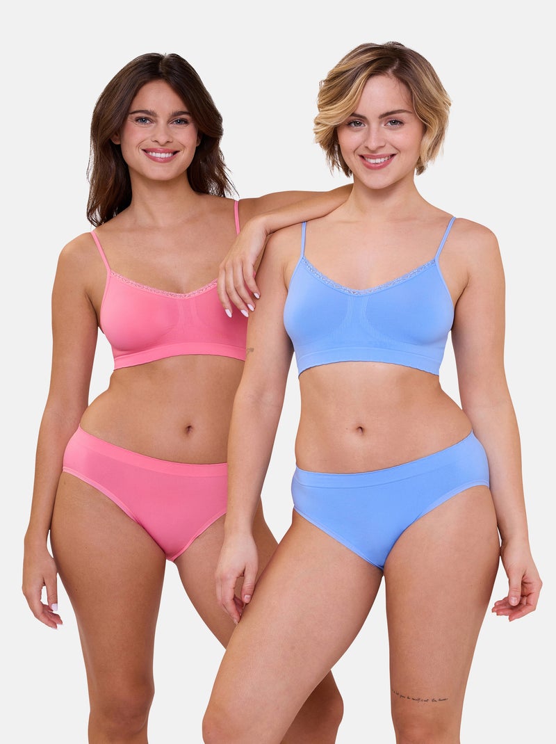 Lot de deux brassières Zen Attitude Billet Doux Bleu Rose clair - Kiabi
