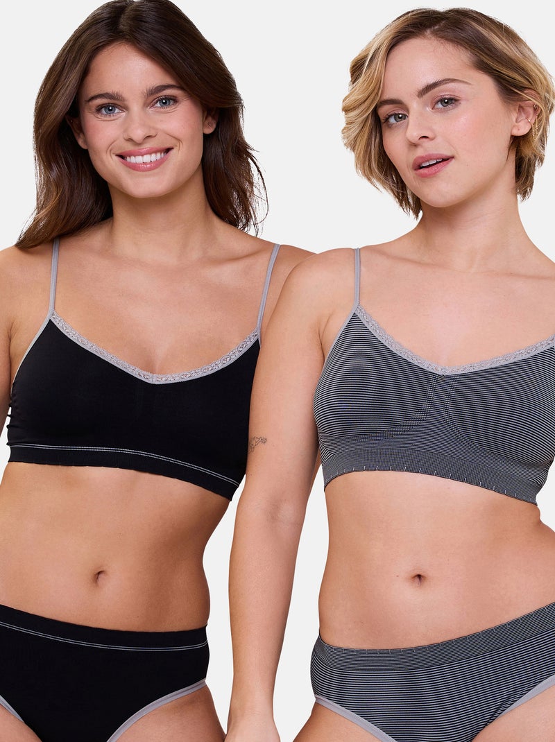 Lot de deux brassières Zen Attitude Billet Doux Noir Gris Noir - Kiabi